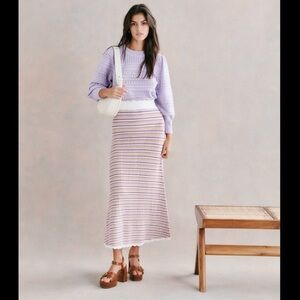 Elegant Lavender Striped Maxi Skirt